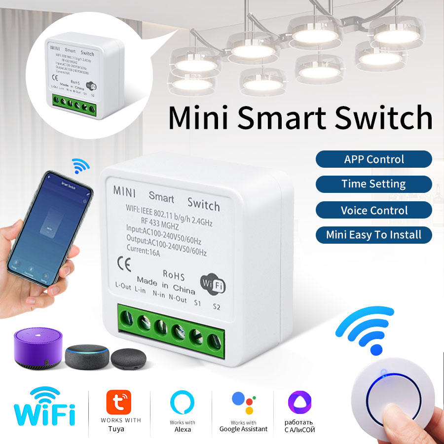 Smart Light Switch Wifi - Interruptor Inteligente WiFi Tuya RF433Mhz 16A/20A,